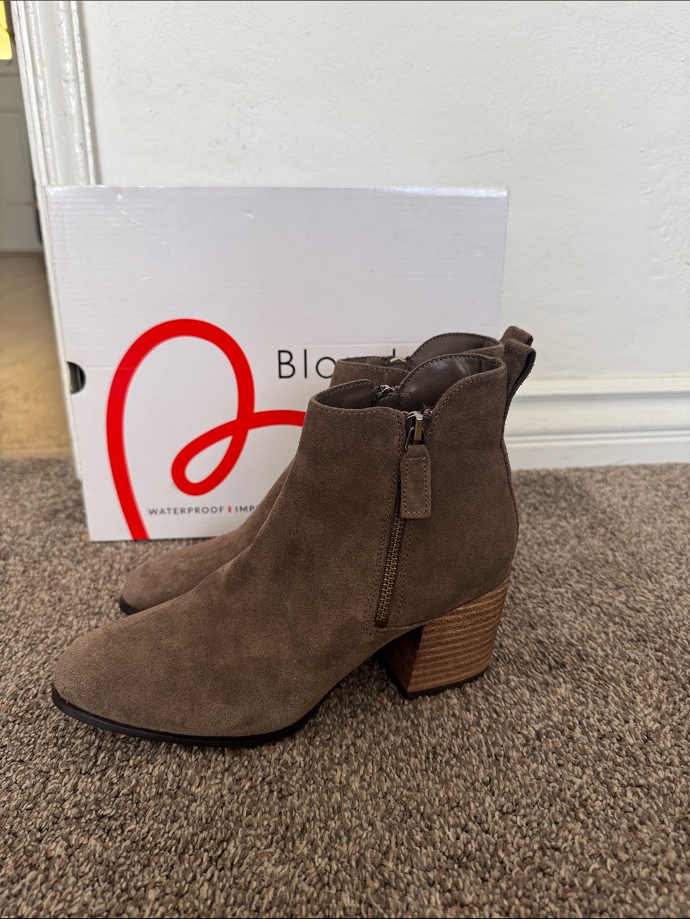 Blondo Brown Suede Side-Zip Ankle Booties